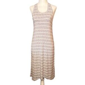 RACHEL Rachel Roy White and Gray Viscose striped Midi Razorback Tank Dress SM